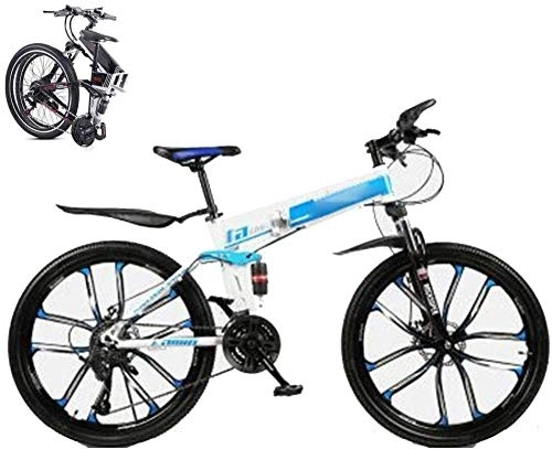 Folding Mountain Bike : MQJ Mountain Bikes, Adult Student Folding Mountain Bikes, 24-Speed 26-Inch Wheels Double Disc Brakes Folding Road Bikes, Folding Travel Outdoor Bikes, Dual Suspension Racing Bikes Off-Road Bikes, C