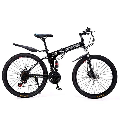 Folding Mountain Bike : MSM Furniture 27 Speed Folding Mountain Bike Bicycle, 24 Inch Male And Female Students Double Shock Absorber Adult Commuter City Bike Foldable Bike Black 24", 27 Speed