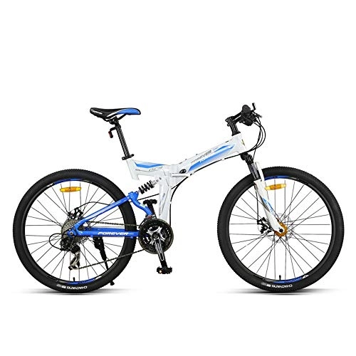 Folding Mountain Bike : NBWE Folding Mountain Bike Aluminum Alloy Portable Double Shock Disc Brakes for Men and Women 27 Speed 26 Inches Commuter bicycle