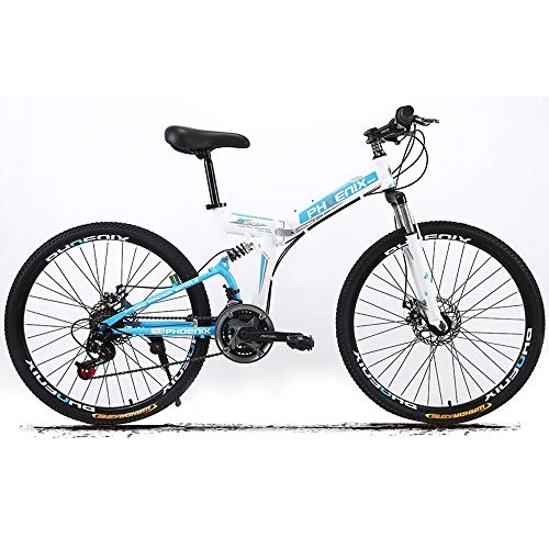 Folding Mountain Bike : NBWE Folding Mountain Bike Bicycle Student Double Shock Absorption High Carbon Steel Double Disc Brakes Off-Road Speed Adult Bicycle 24 Speed 26 Inch Commuter bicycle
