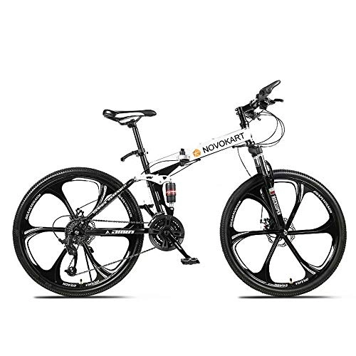 Folding Mountain Bike : NOVOKART-Foldable MountainBike 26 Inches, MTB Bicycle with 6 Cutter Wheel, Red, 24-stage shift