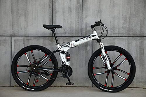Folding Mountain Bike : Novokart-Foldable Sports / Mountain Bike 24 Inches 10 Cutter Wheel, White