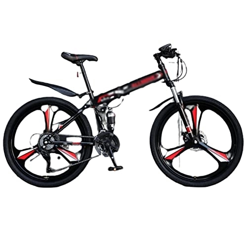 Folding Mountain Bike : NYASAA Mountain Bike To Conquer Any Road, Foldable Mountain Bike with High Carbon Steel Frame and Adjustable Speed (red 26inch)