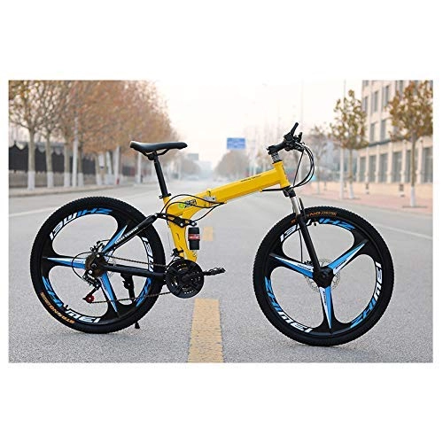 Folding Mountain Bike : Outdoor sports Bike 24 Speed, Mountain Bike, 16-Inch Bicycle, Folding Bike Disc Brakes, Carbon Steel Frame, Fork Suspension Can Be Locked