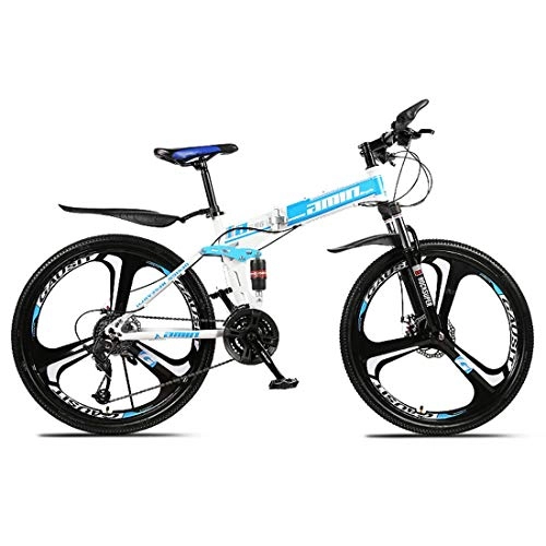 Folding Mountain Bike : Outdoor sports Folding Mountain Bike, 26 Inch, 27 Speed, Variable Speed, Double Disc Brakes, Shock Absorption, Off-Road Bicycle, Adult Men Outdoor Riding, Yellow