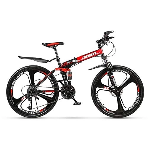 Folding Mountain Bike : Outdoor sports Folding mountain bike, 26 inch 30 speed variable speed offroad double shock absorption men bicycle outdoor riding adult, A (Color : A)