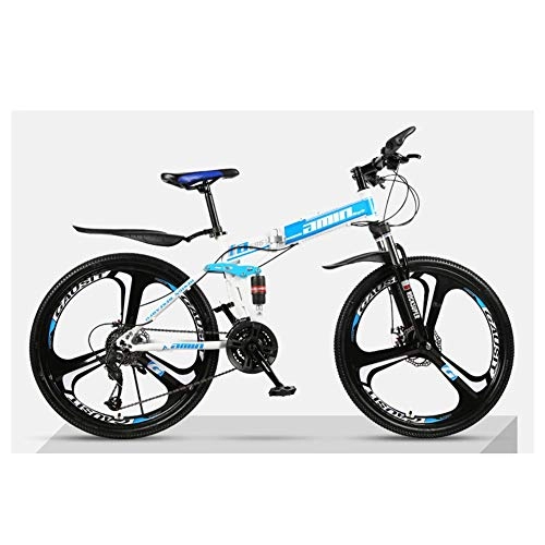Folding Mountain Bike : Outdoor sports Folding Mountain Bike 27 Speed Dual Suspension Bicycle 26 Inch MTB Mens Dual Disc Brakes
