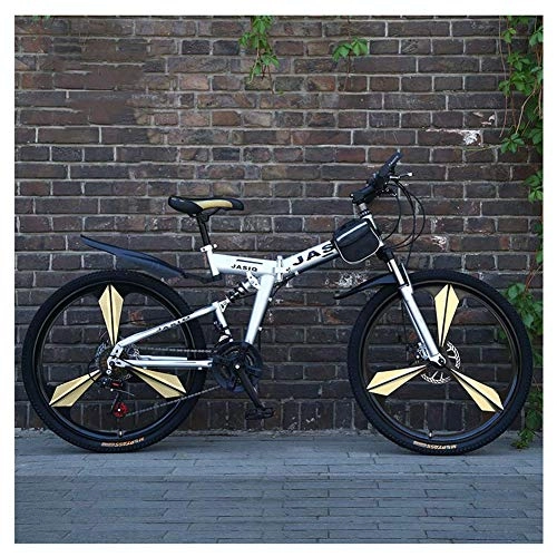 Folding Mountain Bike : Outdoor sports Folding Mountain Bike Bicycle Adult Men's Variable Speed Off-Road Double Shock Absorption High Carbon Steel Frame Soft Tail 26 Inch 24 Speed