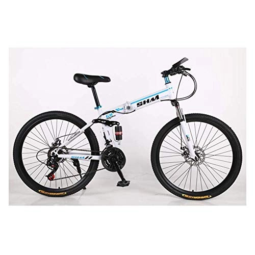 Folding Mountain Bike : Outdoor sports Mountain Folding Bike 21 Speed Bicycle 26 Inch Disc Brake City Bicycle, Fully Adjustable Suspension, Off-Road Bicycle