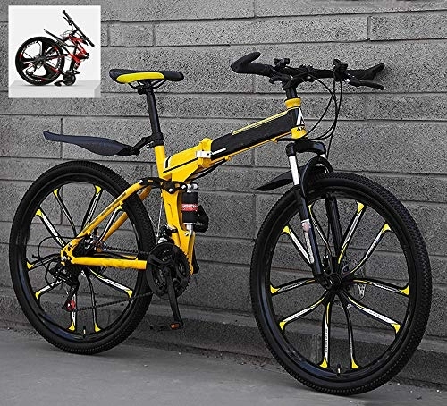 Folding Mountain Bike : Ouumeis Folding Mountain Bikes 24 Inch 21 / 24 / 27 / 30 Speed Variable All Terrain Quick Foldable Adult Mountain Off-Road Bicycle High Carbon Steel Frame Double Shock Absorption, A, 30 Speed