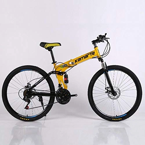 Folding Mountain Bike : Pakopjxnx 21 speed mountain bike adult spoke wheel mountain bicycle folding bike, 26 inch yellow
