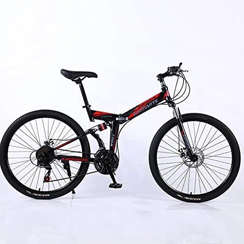 Folding Mountain Bike : PBTRM 26 Inch Outdoor Road Bikes Folding Mountain Bike High Carbon Steel ​Foldable Soft Tail Double Shock Absorber Disc Brake Anti-Skid Outdoor Bicycle for Men And Women, Black, 24 speed