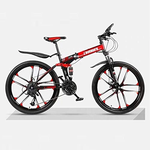 Folding Mountain Bike : PengYuCheng Full suspension mountain folding bicycle 24 speed bicycle 26 inch men's mountain bike disc brake city bicycle, fully adjustable front and rear suspension, off-road bicycle q1