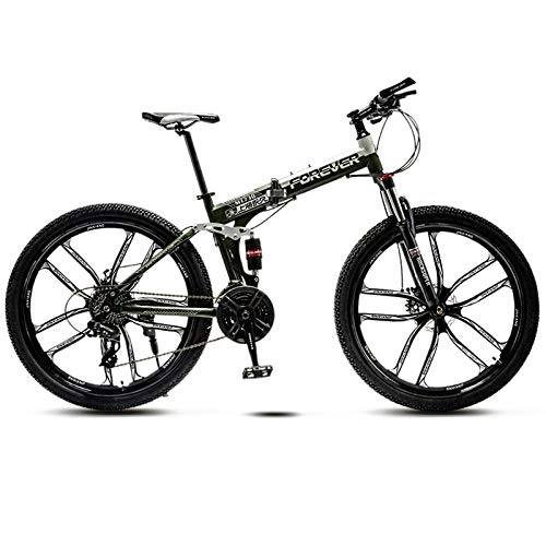 Folding Mountain Bike : PengYuCheng Full suspension mountain folding bicycle 24 speed bicycle 26 inch men's mountain bike disc brake city bicycle, fully adjustable front and rear suspension, off-road bicycle-q11