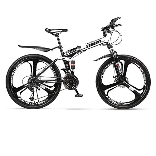 Folding Mountain Bike : PengYuCheng Full suspension mountain folding bicycle 30-speed bicycle 26 inch men's mountain bike disc brake city bicycle, fully adjustable front and rear suspension, off-road bicycle-q1