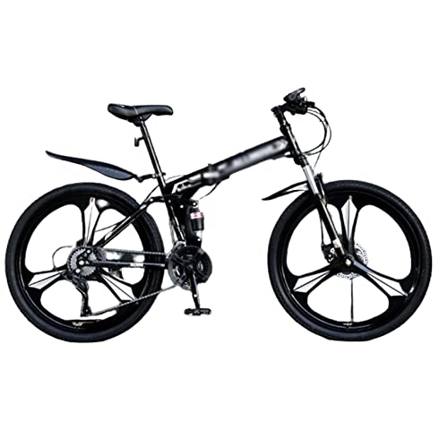 Folding Mountain Bike : POGIB Foldable Mountain Bike, Conquer Any Terrain, Folding Mountain Bike with High Carbon Steel Frame and Thick Shock-absorbing Front Fork (black 26inch)