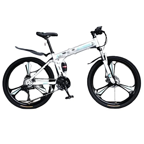 Folding Mountain Bike : POGIB Foldable Mountain Bike, Conquer Any Terrain, Folding Mountain Bike with High Carbon Steel Frame and Thick Shock-absorbing Front Fork (blue 27.5inch)