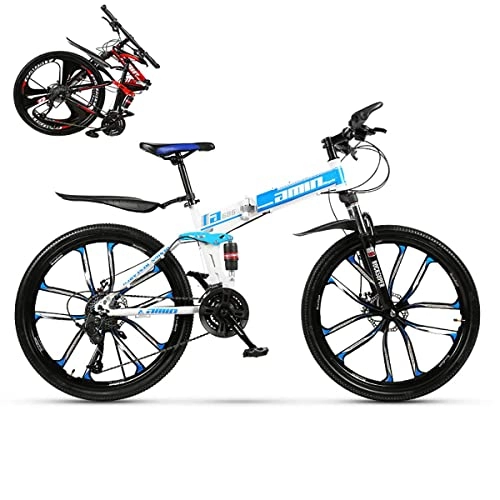 Folding Mountain Bike : Professional Racing Bike, Foldable Adult Mountain Bikes, Folding Outroad Bicycles, Folded Within 15 Seconds Folding Bike, for 21 * 24 * 27 * 30 Speed 24 * 26in Men and Women Outdoor MTB Bicycle