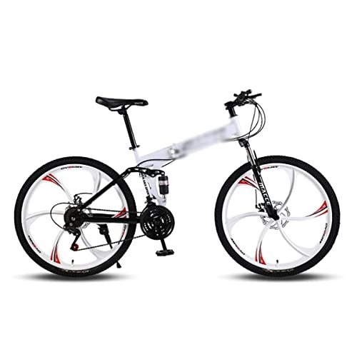 Folding Mountain Bike : Professional Racing Bike, Folding Men's Mountain Bike 26 in Wheel Disc Brake Mountain Bicycle 21 / 24 / 27 Speeds with Carbon Steel Frame Suitable for Men and Women Cycling Enthusiasts / Red / 21 Speed