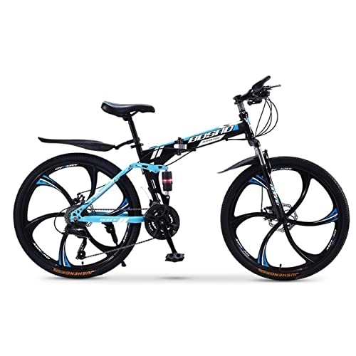 Folding Mountain Bike : QCLU 24 / 26 Inch Mountain Bike Adult Bicycle Folding Double Shock Absorbing Off- road Speed Racing Boys And Girls Bike (Color : 21-Speed, Size : 24 inch)