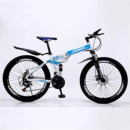 Folding Mountain Bike : QCLU Foldable Mountain Bike, Outdoor Fitness, Recreational Cycling, 26 Inch Spoke Wheel, Trekking Bike Men Bike Girl Bike, Fully Mountain Bike (Color : Blue, Size : 27-Speed)