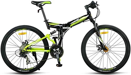 Folding Mountain Bike : Qianqiusui Folding Lightweight Flying 27 speeds Mountain Bikes Bicycles Shimano Alloy Stronger Frame Disc Brake, Green (Color : Green)