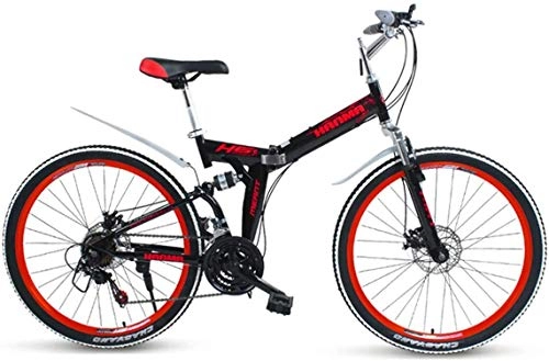 Folding Mountain Bike : Qianqiusui Mountain Bike, 26'' wheel Lightweight Steel Frame 21 / 27 Speeds SHIMANO Disc Brake, Red, 27speed (Color : Red, Size : 21speed)