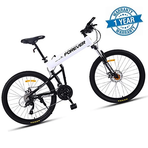 Folding Mountain Bike : QIMENG 26 Inch Mountain Bike Folding Anti-Slip Bikes Beach Snowmobile Bicycle 24 / 27 / 30 Speed Lightweight Aluminum Suspension Frame Adjustable Seat Suitable for Height 160-188Cm, White, 27 speed