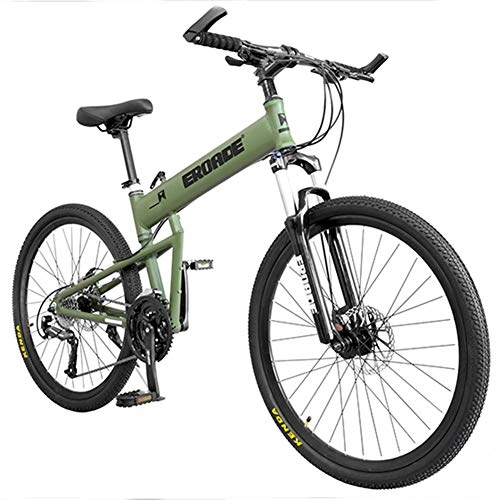 Folding Mountain Bike : QIMENG 29 Inch Mountain Bike Folding, Hardtail Mountain Bikes, Aluminum, with Dual Disc Brake, 24 / 27 / 30-Speed Drivetrain, Off-Road, for Men And Women, Suitable for 176-195Cm, Green, 24 speed