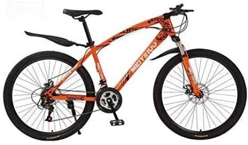 Folding Mountain Bike : QZ Mountain Bike for Adults PVC Pedals And Rubber Grips, High Carbon Steel Frame, Spring Suspension Fork Double Disc Brake (Color : Orange, Size : 26 inch 21 speed)