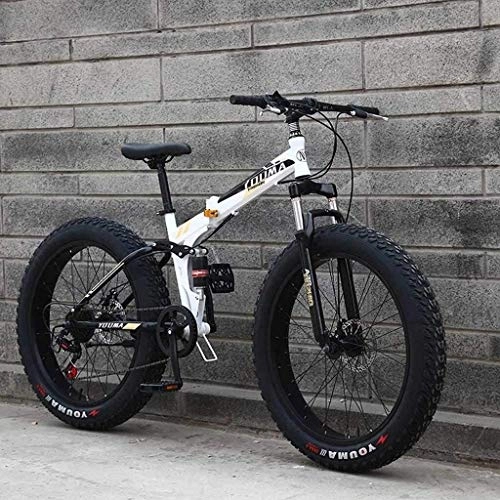 Folding Mountain Bike : QZ Mountain Bikes, 24Inch Fat Tire Hardtail Men's Snowmobile, Dual Suspension Frame And Suspension Fork All Terrain Mountain Bicycle Adult 6-6 (Color : E, Size : 27 speed)