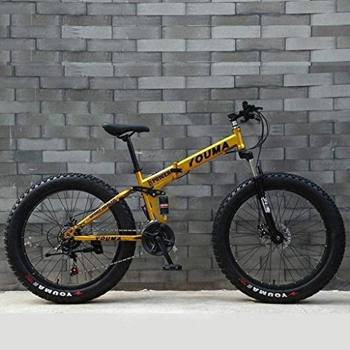 Folding Mountain Bike : QZ Mountain Bikes, Fat Tire Hardtail Men's Snowmobile, Dual Suspension Frame And Suspension Fork All Terrain Mountain Bicycle Adult (Color : C, Size : 27 speed)