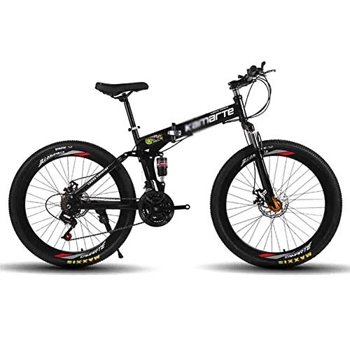 Folding Mountain Bike : Road Bikes Bicycle MTB Adult Foldable Mountain Bike Folding Road Bicycles For Men And Women 26In Wheels Adjustable Speed Double Disc Brake Off-road Bike (Color : Black, Size : 21 speed)