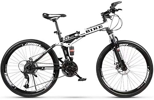 Folding Mountain Bike : SEESEE.U Men's Mountain Bike, 26 Inch Mountain Bike 21 Speed ​​Dual Disc Brakes Full Suspension Non-Slip Mountain Bike Folding Bike for Women Men Girls Boys, 24-stage shift, 26inches