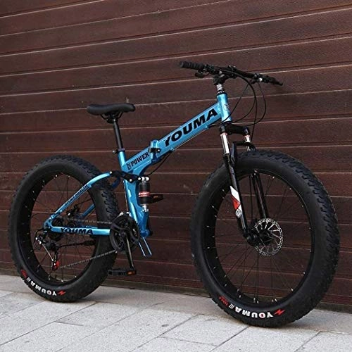 Folding Mountain Bike : Senior Rider-All Terrain Mountain Bicycle Adult, Mountain Bikes, 24Inch Fat Tire Hardtail Men's Snowmobile, Dual Suspension Frame And Suspension Fork, Free Wall-mounted Hook 2 PCS