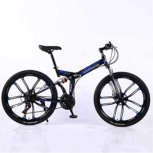 Folding Mountain Bike : smzzz Sports Outdoors Commuter City Road Bike Bicycle Mountain Folding Frame MTB Dual Suspension Mens 27 Speeds 26 Inch 10-High-Carbon Steel Bicycle Disc Brakes Red 21speed