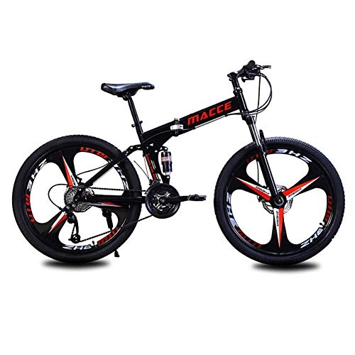 Folding Mountain Bike : SXXYTCWL 26" Mountain Trail Bike, Adult Mountain Bike, High Carbon Steel Folding Outroad Bicycles, 21-Speed, Full Suspension Dual Disc Brakes, 3 Knife Wheels jianyou