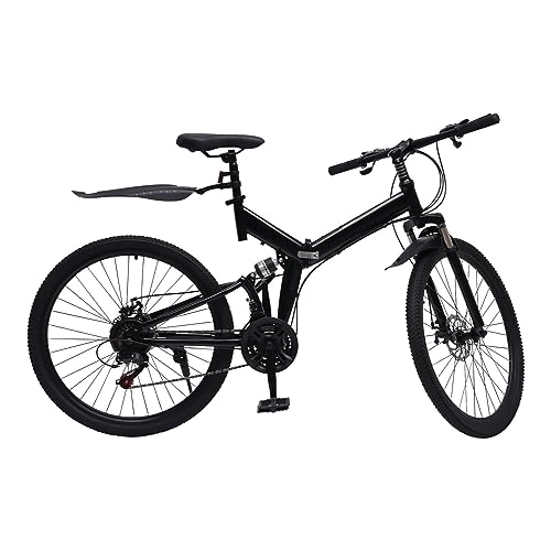 Folding Mountain Bike : TaNeHaKi Folding Mountain Bike 26" 21-Speed Foldable Mountain Bicycle Folding Bikes Mens Mens Mountain Bike Mountain Bikes for Adults Full Suspension Disc Brake Bicycle