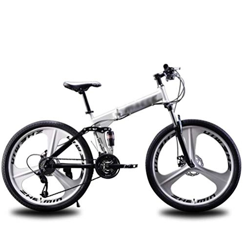 Folding Mountain Bike : Tbagem-Yjr 24 Inches Wheels Mountain Bikes, MTB Cycling Disc Brakes Bicycle Leisure Unisex (Color : Silver, Size : 27 Speed)