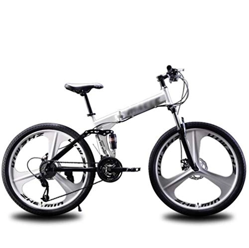 Folding Mountain Bike : Tbagem-Yjr Folding Mountain Bike, 24 Inches Spoke Wheels Sports Outdoor Disc Brakes Bicycle Road Bike (Color : Silver, Size : 27 Speed)