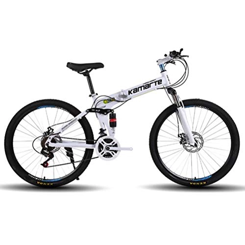 Folding Mountain Bike : Tbagem-Yjr Mens MTB Mountain Bike For Adults, Sports Leisure City Road Folding Bicycle (Color : White, Size : 24 Speed)
