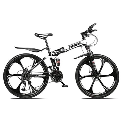 Folding Mountain Bike : Tbagem-Yjr Portable Folding Sports Leisure Freestyle Mountain Bike, 26 Inch Off Road Bicycle (Color : Black, Size : 21 speed)