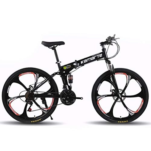 Folding Mountain Bike : Tbagem-Yjr Sports Leisure Mountain Bike For Adults, Folding City Road Bicycle Dual Disc Brakes MTB (Color : Black, Size : 21 Speed)