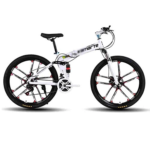 Folding Mountain Bike : TOOLS Off-road Bike Foldable Bicycle MTB Adult Mountain Bike Folding Road Bicycles For Men And Women 26In Wheels Speed Double Disc Brake (Color : White, Size : 21 speed)