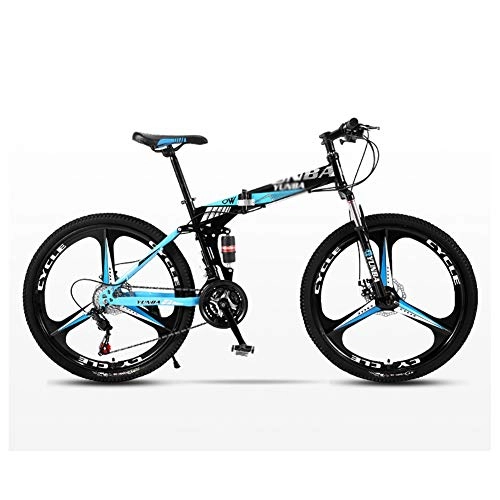 Folding Mountain Bike : TOOLS Off-road Bike Mountain Bicycle Folding Bike Road Men's MTB Bikes 24 Speed Bikes Wheels For Adult Womens (Color : Blue, Size : 24in)