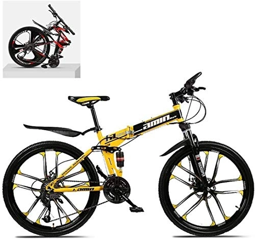 Folding Mountain Bike : TTZY 26 inch Folding Mountain Bikes, High Carbon Steel Frame Double Shock Absorption Variable, All Terrain Quick Adult Mountain Off-Road Bicycle 6-11, 30 Speed SHIYUE