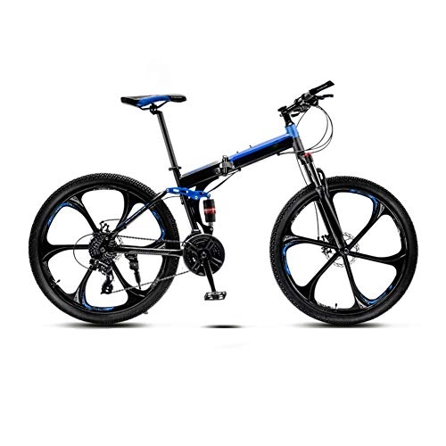 Folding Mountain Bike : VIVIANE Bicycles, Cross-country Mountain Bikes, 21-speed Men's And Women's Bicycles, Folding Speed Double Shock Racing Bicycles 24 / 26 Inches, Six-wheel (Color : C, Size : 26 inches)