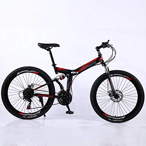 Folding Mountain Bike : WGYDREAM Mountain Bike, Foldable 26" MTB Mountain Bicycles Carbon Steel Ravine Bike Full Suspension Dual Disc Brake 21 24 27 Speeds (Color : Black, Size : 27 Speed)