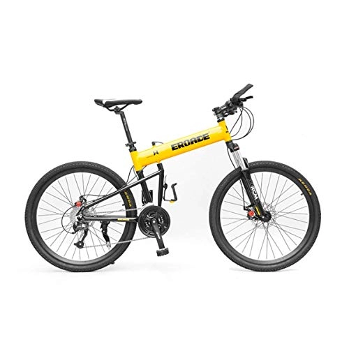 Folding Mountain Bike : WJSW Lightweight Folding 27 speeds Mountain Bikes Bicycles Alloy Stronger Frame Disc Brake, Yellow