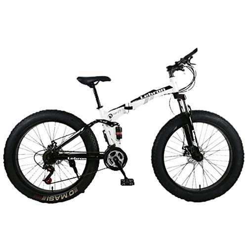 Folding Mountain Bike : WJSW Steel Folding Mountain Bike 26" Bicycles Unisex Dual Suspension 4.0Inch Fat Tire Bicycle Can Cycling On Snow, Mountains, Roads, Beaches, Etc, Black